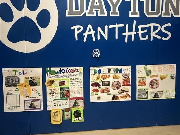 Students at Dayton Consolidated School were involved in the composting program, creating posters to highlight their efforts